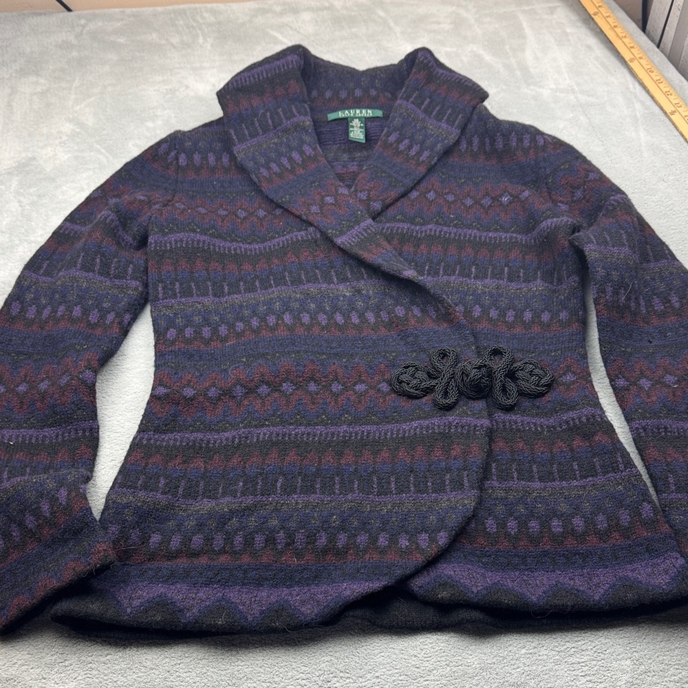 Lauren Ralph Lauren Lambswool Women's Purple Wrap Cardigan